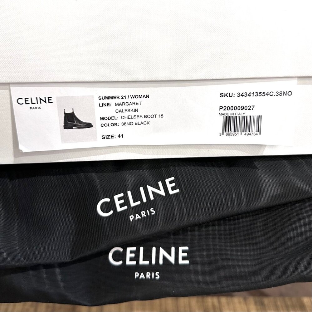 Celine Black Leather Margaret Lug Chelsea Boots - Picture 13 of 13